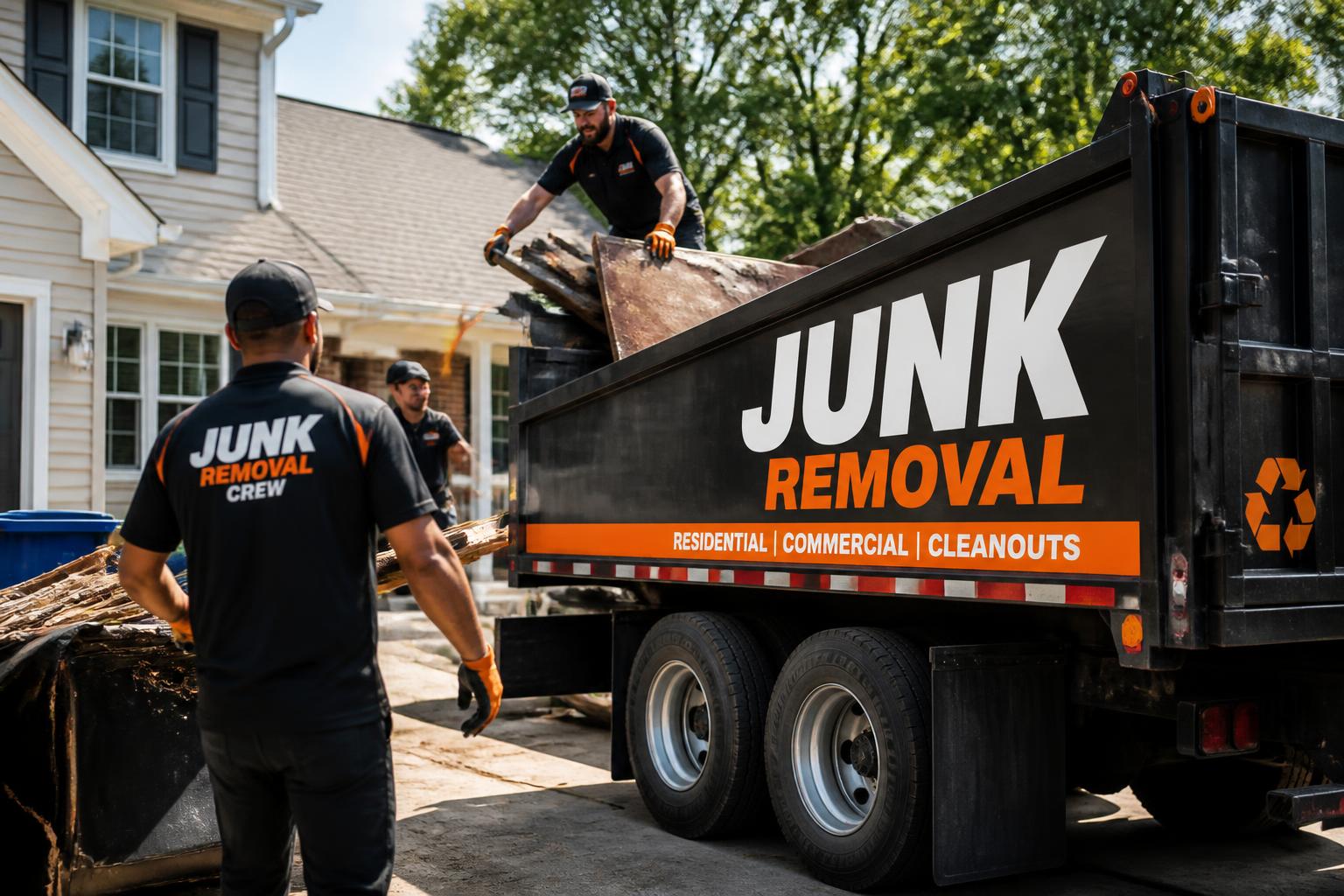 Premier Cleanouts junk removal crew loading a truck